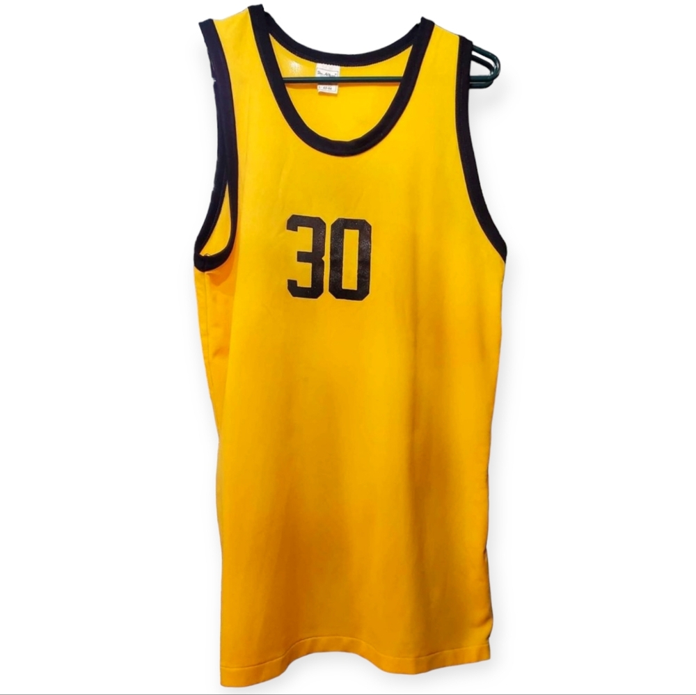 VTG 70s-80s Don Alleson Rochester N.Y. Yellow Nylon Basketball Jersey 30